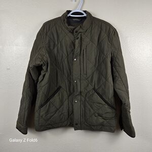 J.Crew Sussex Quilted‎ Jacket with PrimaLoft Size L Olive Green Zipper Damage +